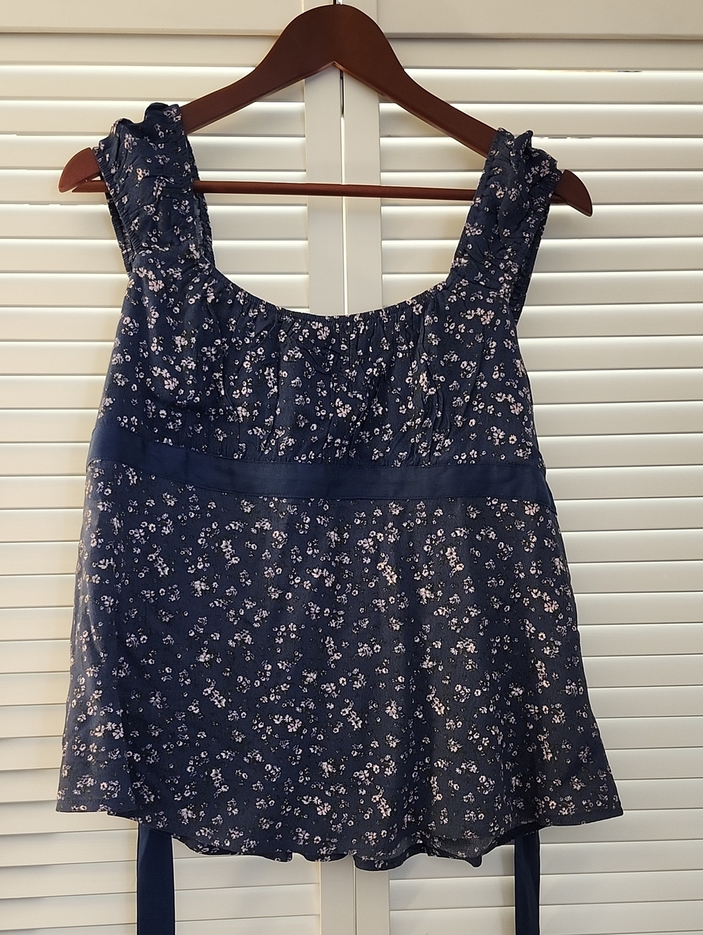 No Boundaries Navy Floral Smocked Camisole